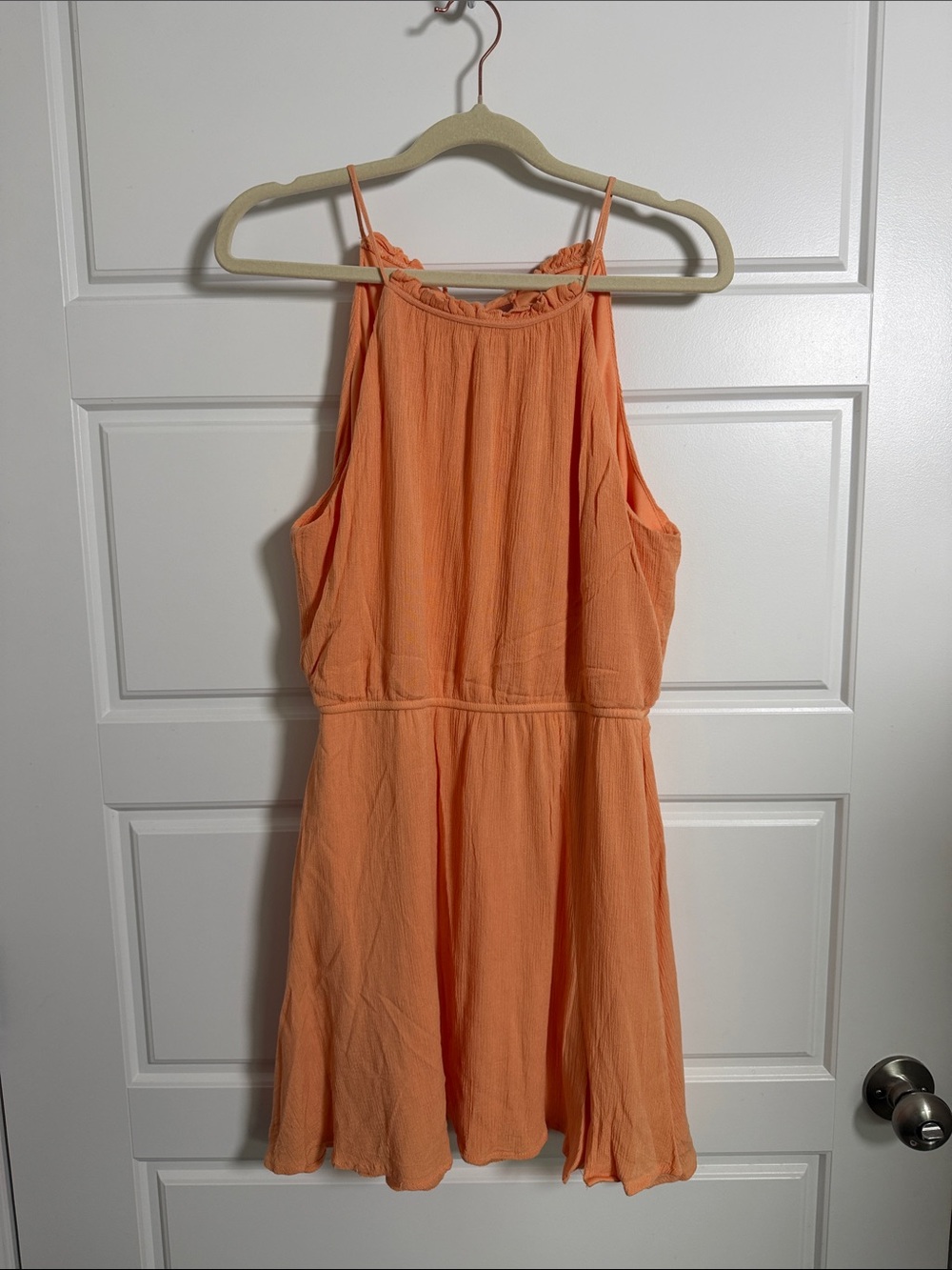 Blue Rain Peach Halter-Style Mini Dress Size Medium